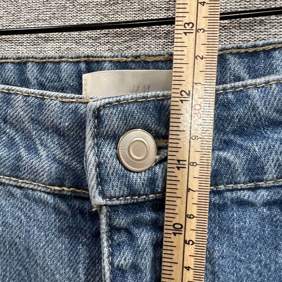 H&M Jeans Women 8 Blue Light Wash Straight Raw Hem High Rise Cropped - Picture 6 of 11